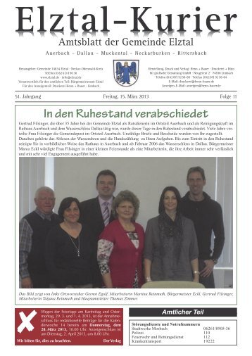 In den Ruhestand verabschiedet - Gemeinde Elztal