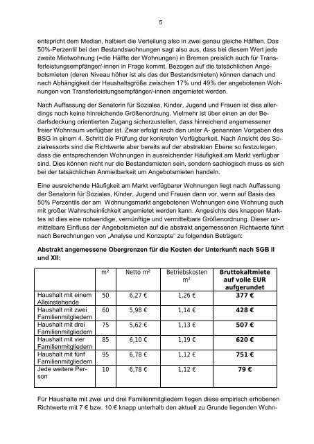 Kosten der Unterkunft (pdf, 692.7 KB) - Die Senatorin fÃ¼r Soziales ...