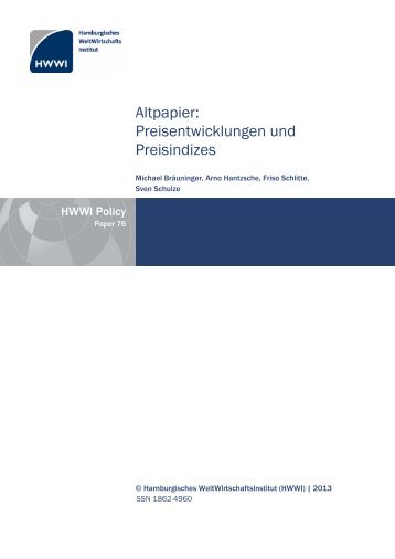 Altpapier: Preisentwicklungen und Preisindizes - HWWI