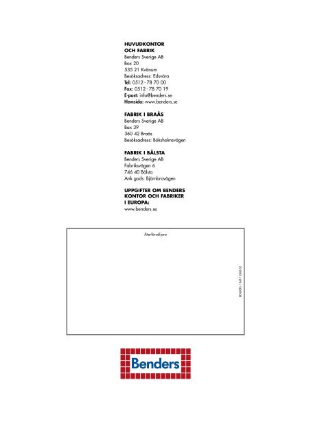 LÄGGNINGSANVISNING - Benders