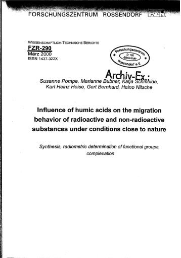 lnfluence of humic acids on the migration behavior of ... - HZDR