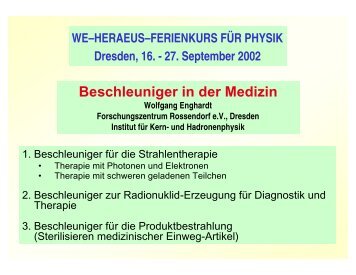 Beschleuniger in der Medizin - HZDR