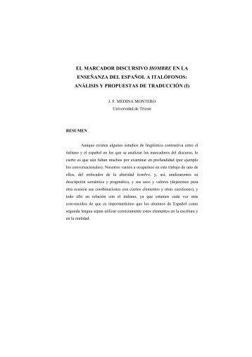 el marcador discursivo hombre en la enseÃ±anza del espaÃ±ol a ...