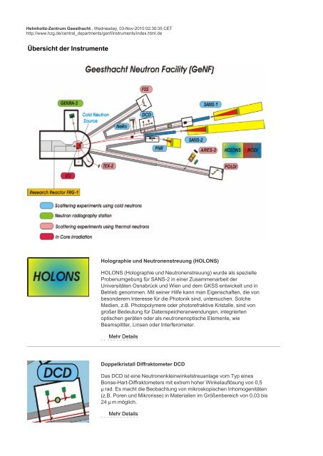 Ãbersicht der Instrumente - Helmholtz-Zentrum Geesthacht