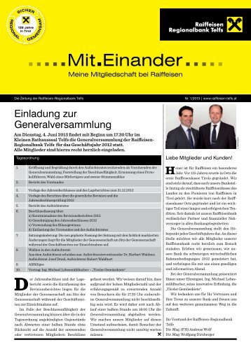 Mit.Einander RRB Telfs, Ausgabe 01/2013 - Tirol