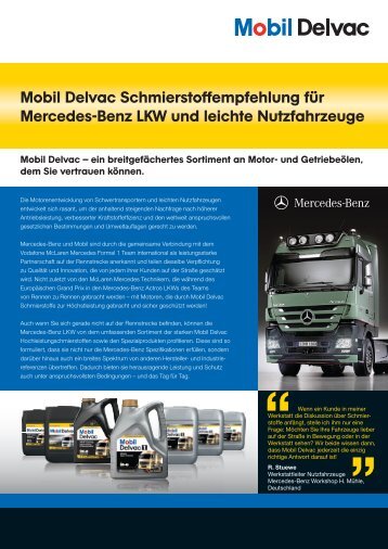 Sellsheet Mobil Delvac MB-DE