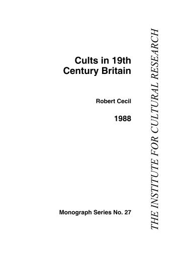 Cults in 19th Century Britain - The Institute For Cultural Research