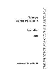 Taboos: Structure and Rebellion - The Institute For Cultural Research