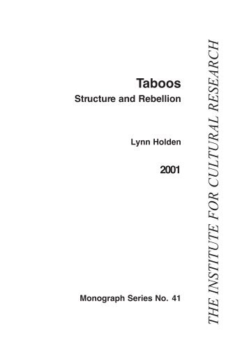 Taboos: Structure and Rebellion - The Institute For Cultural Research