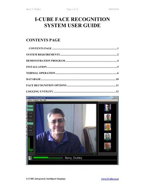 Installation & user manual - I-Cube