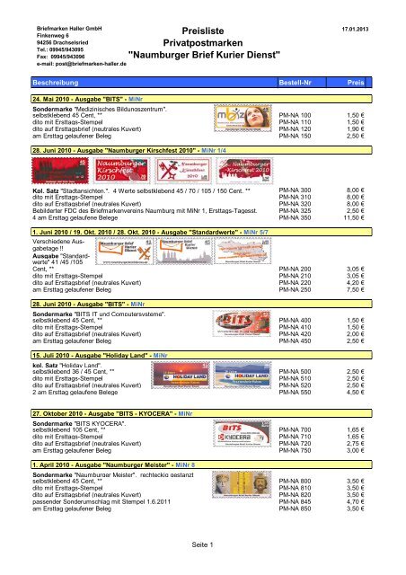 Naumburger Brief Kurier Dienst - Briefmarken HALLER