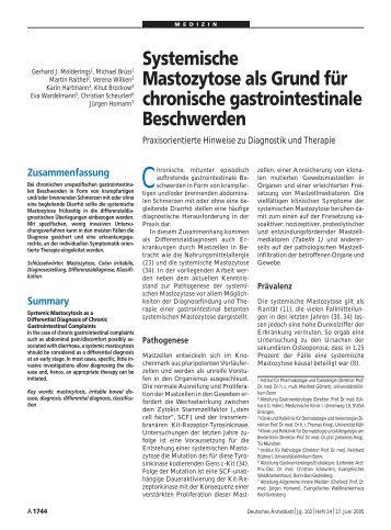 Systemische Mastozytose als Grund fÃ¼r chronische gastrointestinale ...