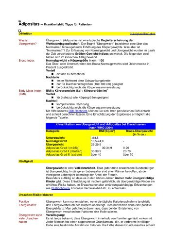 Adipositas â Krankheitsbild Tipps fÃ¼r Patienten Definition ...