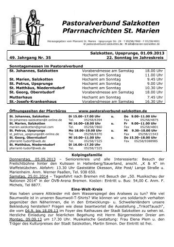 Pfarrbrief vom 01.09.2013 - Pastoralverbund Salzkotten