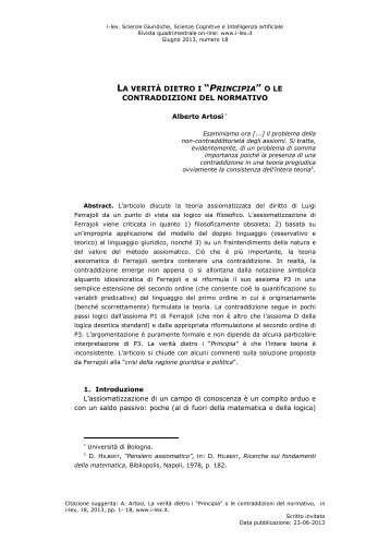 la veritÃ  dietro i âprincipiaâ o le contraddizioni del normativo - I-LEX