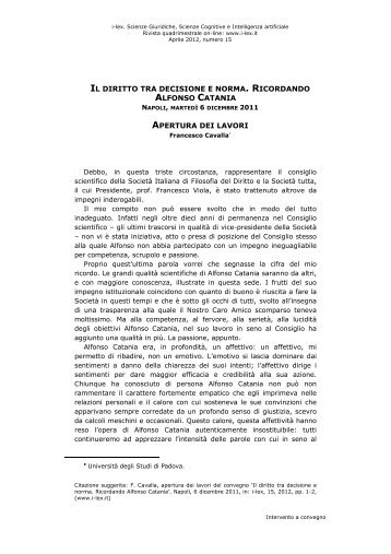 il diritto tra decisione e norma. ricordando alfonso catania ... - I-LEX