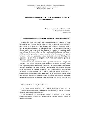 IL COGNITIVISMO GIURIDICO DI GIOVANNI SARTOR - I-LEX