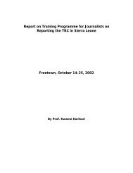 Report on Training Programme for Journalists on Reporting the TRC ...