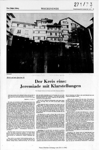 Der Kreis eins: Klarstellungen - Neue ZÃ¼rcher Zeitung