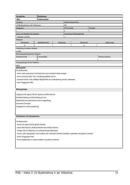 Curriculum - Institut 3 - Pädagogische Hochschule Steiermark