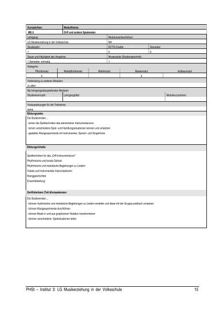 Curriculum - Institut 3 - Pädagogische Hochschule Steiermark