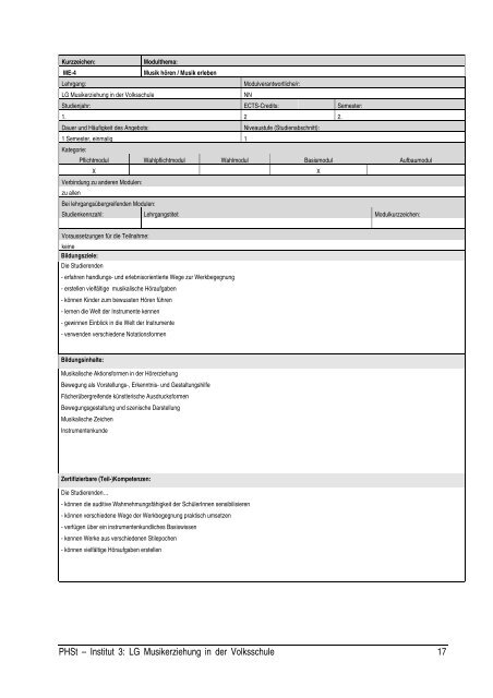 Curriculum - Institut 3 - Pädagogische Hochschule Steiermark