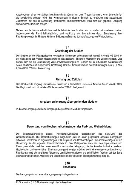 Curriculum - Institut 3 - Pädagogische Hochschule Steiermark