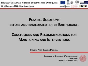 possible solutions before and immediately after earthquake ...