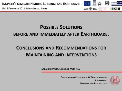 possible solutions before and immediately after earthquake ...