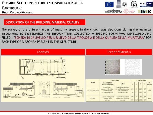 possible solutions before and immediately after earthquake ...