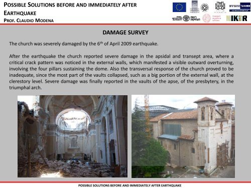 possible solutions before and immediately after earthquake ...