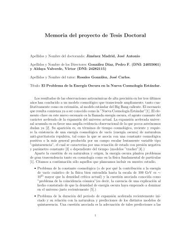 Memoria del proyecto de Tesis Doctoral