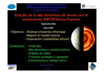 Estudio de la alta atmÃ³sfera de Venus con el instrumento VIRTIS ...