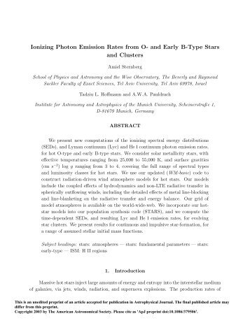 Ionizing Photon Emission Rates from O- and Early B-Type Stars and ...