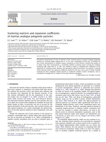 Scattering matrices and expansion coefficients of martian analogue ...