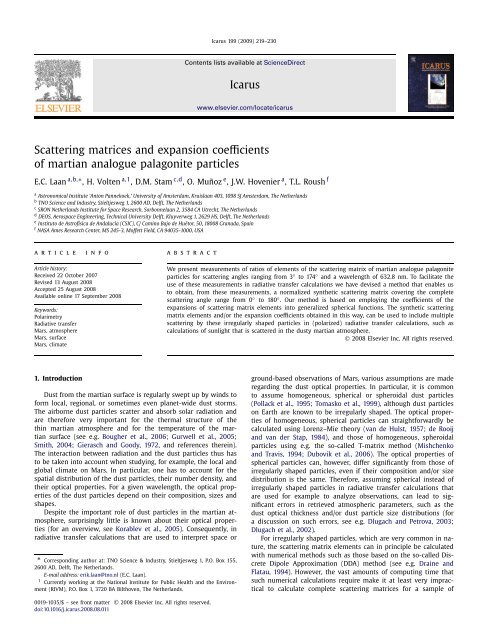 Scattering matrices and expansion coefficients of martian analogue ...