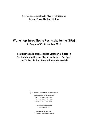 Workshop Germany Praktische FÃ¤lle aus Sicht des ... - era-comm.eu