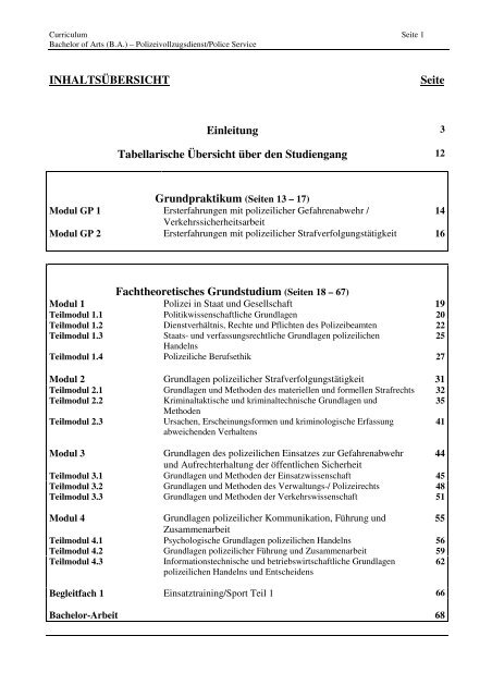 Curriculum 36 Jg 08.08.2013 - Hochschule fÃ¼r Polizei