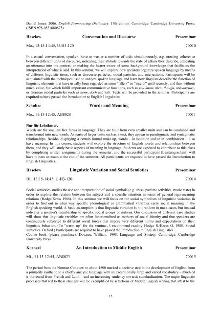 Semesterinformationen Anglistik/Amerikanistik - Institut fÃ¼r Anglistik ...