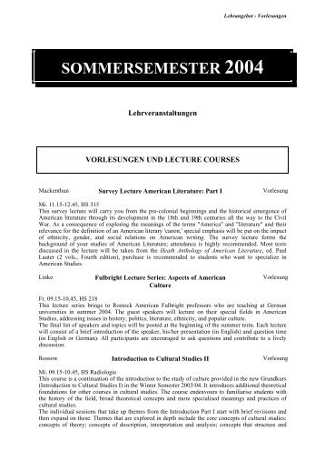SOMMERSEMESTER 2004 - Institut fÃ¼r Anglistik/Amerikanistik