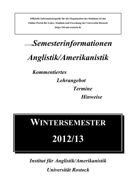 Wintersemester 2012/13 - Institut fÃ¼r Anglistik/Amerikanistik ...