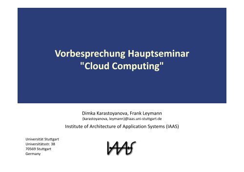 Cloud Computing - IAAS - UniversitÃ¤t Stuttgart