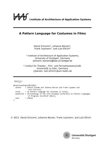 A Pattern Language for Costumes in Films - IAAS