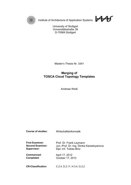 Merging of TOSCA Cloud Topology Templates - IAAS