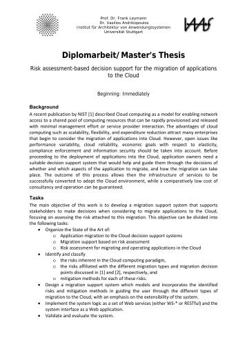 Diplomarbeit/Master's Thesis - IAAS - UniversitÃ¤t Stuttgart