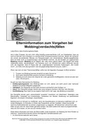 Elterninformation zum Vorgehen bei Mobbing(verdachts)fÃ¤llen