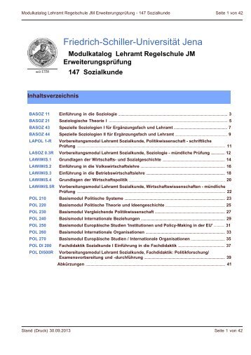 Modulbeschreibungen - Friedolin - Friedrich-Schiller-UniversitÃ¤t Jena
