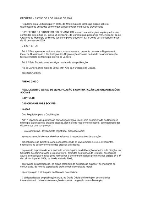 DECRETO N.Âº 30780 DE 2 DE JUNHO DE 2009 ... - Viva Comunidade