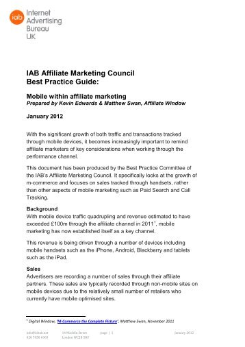 Mobile Marketing: Best Practice Guide - IAB AMC