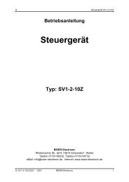 Betriebsanleitung Steuergerät Typ: SV1-2-10Z - Beier-Electronic